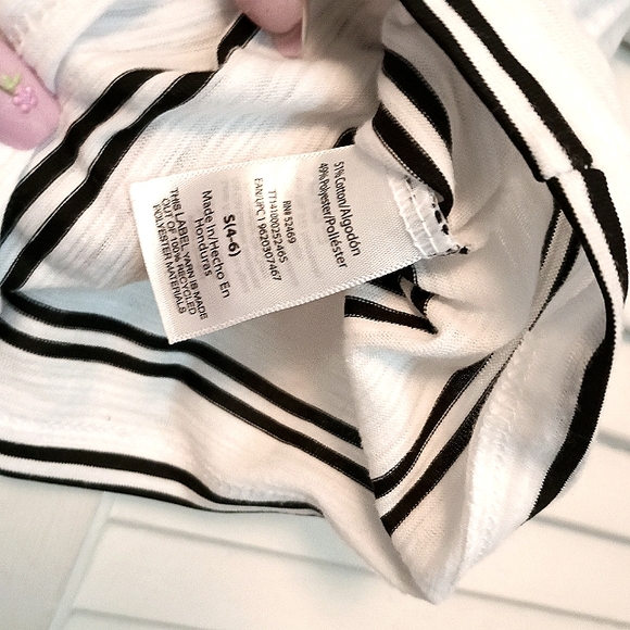 🖤Nautica Black V-Neck Tee & Time & True White/Black Striped Tee (S)🖤 - Picture 8 of 13